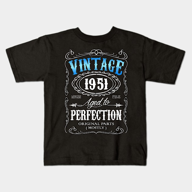 Vintage 1951 aged to perfection 65th birthday gift for men 1951 65 birthday Kids T-Shirt by AwesomePrintableArt